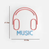 "Music" Headphone Neon LED Light