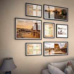 Set Of 7 Frame Sets Of Intricate Art Heritage Temples Of India