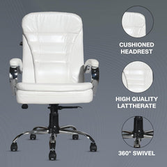Majesty White Leatherette High Back Revolving Office Chair | Executive CEO Director Boss Chair