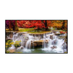 Gorgeous Autumn Forest Waterfall Canvas Wall Paintings & Arts