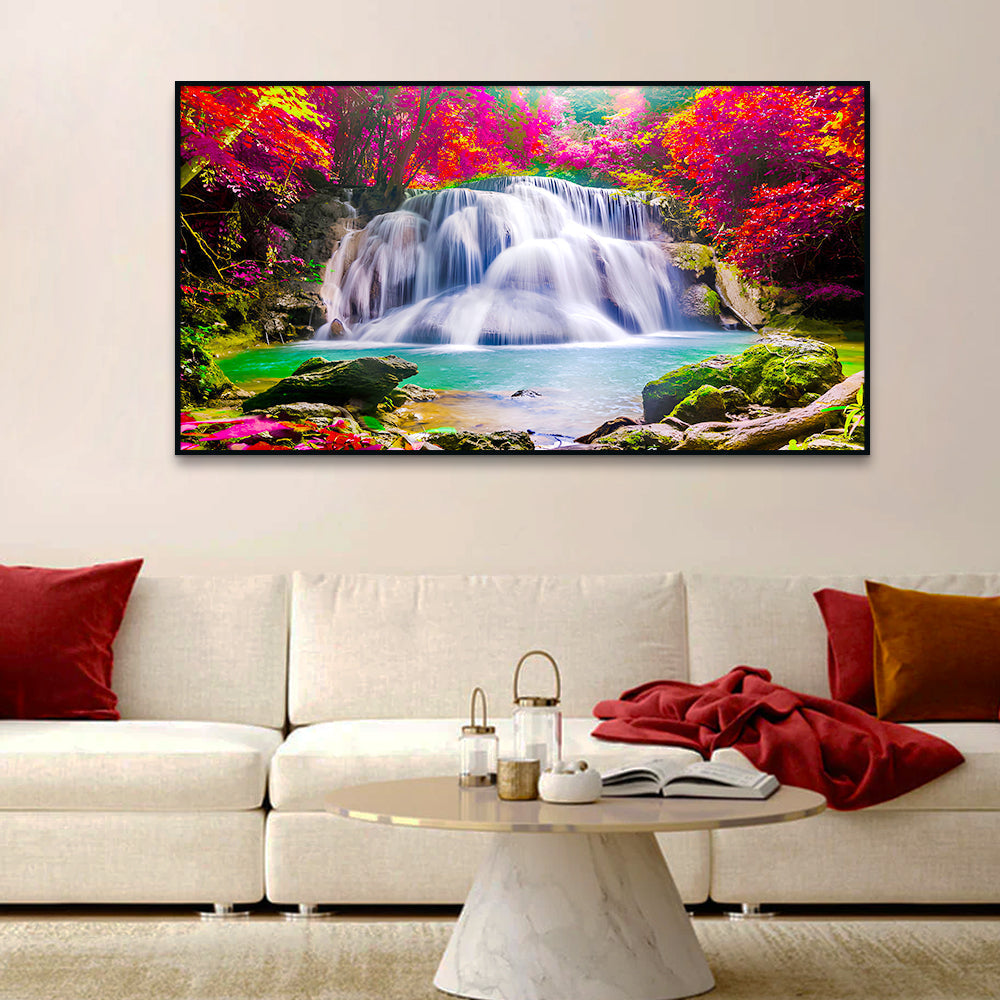 Beautiful Wild Waterfall Nature Scenery Canvas Printed Wall Paintings & Arts