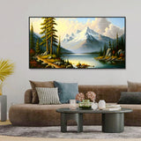 Panoramic Natural Mountain Landscape with Trees Canvas Printed Wall Paintings & Arts