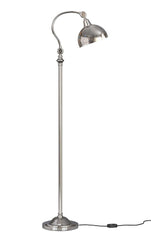 Curved Reading Task Floor Lamp Standing Silver Nickel Adjustable, Moveable Neck and Shade to Focus Light