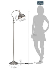 Curved Reading Task Floor Lamp Standing Silver Nickel Adjustable, Moveable Neck and Shade to Focus Light