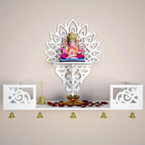 Beautiful Wall Hanging Wooden Temple/ Pooja Mandir Design with Shelf, White Color