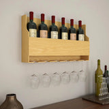 Simplistic Backlit MDF Wall Mounted Bar Shelf / Mini Bar Cabinet in Light Oak Finish