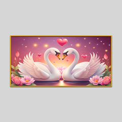 Realistic Swan Birds Couple Elements Decoration With Valentine’s Day