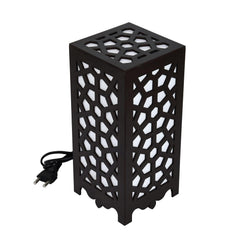 Geometric Lattice Table Lamp - Unique Wooden Cutout