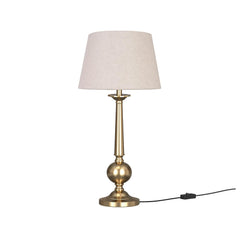 Table Lamp Brass Antique Gold 26 inches Height with Off White 12 inches Diameter Lampshade