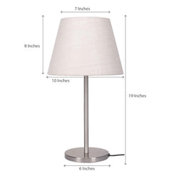 Table Lamp Sleek Silver 19 inches Height with Off White 10 inches Diameter Lamp shade