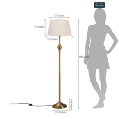 Royal Brass Antique Gold Floor Lamp Standing 5ft Height with Off White Lampshade 16 inches