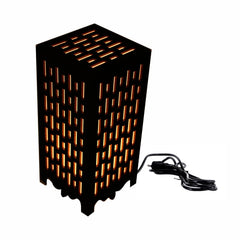 Stylish Wooden Table Lamp with Abstract Line Design