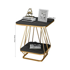 Modern Square Shaped Creative Artistic Golden Metal Finish with Black Marble