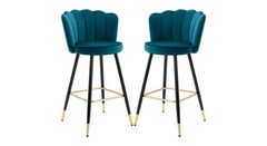 Teal Color Flower Counter Stool