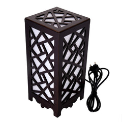 Stylish Wooden Table Lamp with Abstract Design