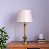 Brass Antique Gold Table Lamp 22 Inches Height with Off White 10 Inches Diameter Lampshade