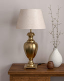 Royal Brass Antique Trophy Table Lamp 27 Inches Height With Off White 14 Inches Diameter Lampshade