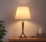 Table Lamp Brass Antique Gold 19 inches Height with Off White 10 inches Diameter Lampshade