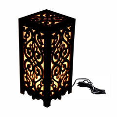 Artistic Scroll Table Lamp - Handmade Wooden Deco Finish