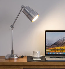 Study Desk Office Reading Table Lamp Silver Nickel with Adjustable Moveable Head and Body