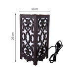 Elegant Wooden Table Lamp with Ornate Cutwork