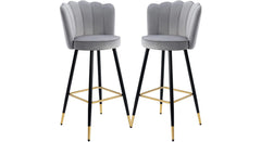 Grey Color Flower Counter Stool