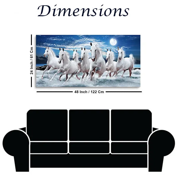 7 Running Horses Vastu Canvas Painting for Home or Office Wall Décor | Brings Success & Positive Energy – Size 4x2 Feet