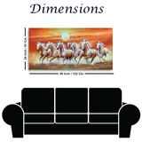 Decorative 7 Running Horses Vastu Wall Painting | Artistic Canvas for Positive Energy & Motivation | Ideal for Office or Home | 4x2 Ft