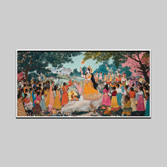 Krishna Ras Leela Wall Art – Traditional Indian Painting of Devotion and Dance