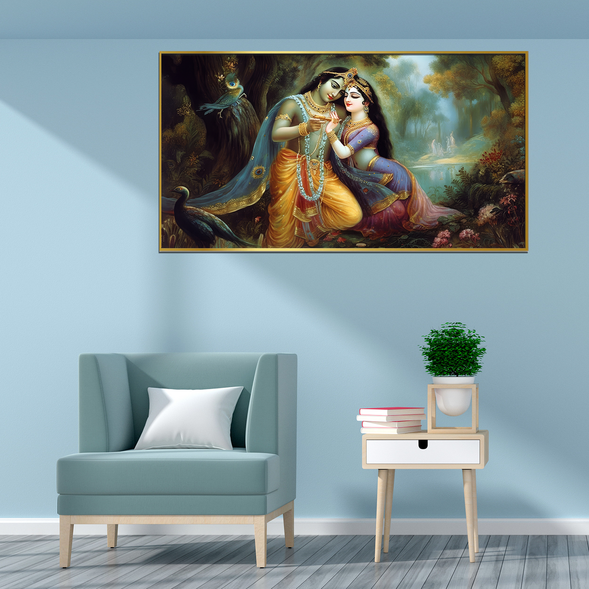 Lord Vishnu with Lakshmi Canvas Printed Wall Paintings