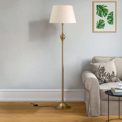 Royal Brass Antique Gold Floor Lamp Standing 5ft Height with Off White Lampshade 16 inches