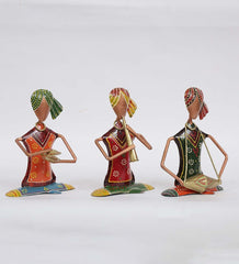 Small Sitting Musician Human Figurine, Set of 3 table decor