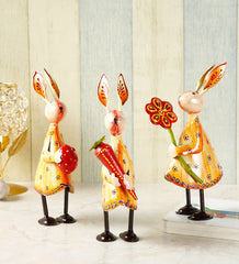 Rabbit Figurine set of 3 table decor