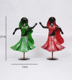 Dancing Lady Human Figurine, Set of 2 table decor