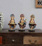 Musician Ganesha Human Figurine, Set of 3 table decor