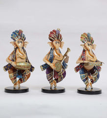 Musician Ganesha Human Figurine, Set of 3 table decor