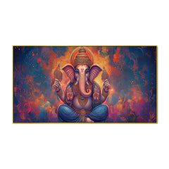 Antique Ganesha Painting on Canvas – Divine Wall Hanging