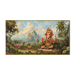 Handcrafted Vintage Ganesha Canvas – Classic Spiritual Painting