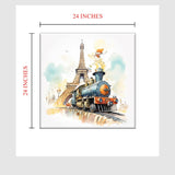 Train With Eiffel Tower Wall Art