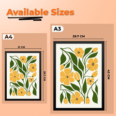 Green and Yellow Botanical Floral Photo Framed Wall Art for Home Décor
