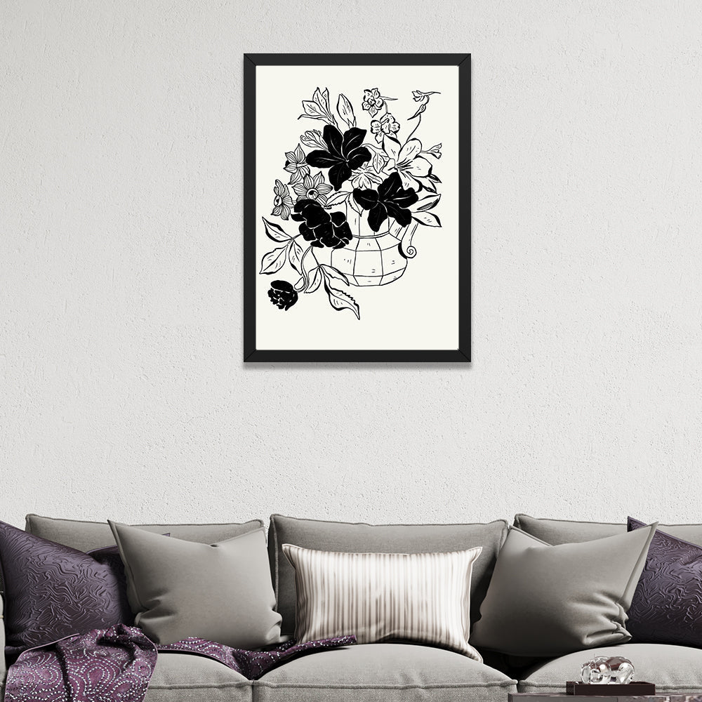 Vintage Botanical Black and White Floral Photo Frame Wall Art