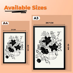 Vintage Botanical Black and White Floral Photo Frame Wall Art