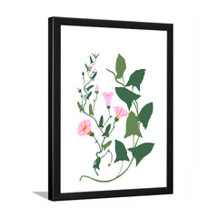 Minimalist Pink Floral Wall Art Painting with Black Frame