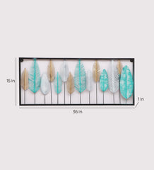 Rectangular Multicolor Etching Leaves Wall Decor