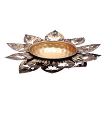 Black & Gold Flower Cut Urli