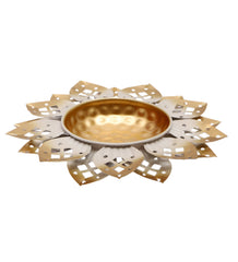 Gold & White Flower Cut Urli