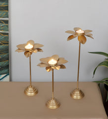 Small Five Flower Leaves Detachable Tealight Holder Set of 3