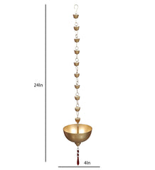 Hanging Gold Bowl Urli With Beads Set of 2