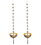Hanging Gold Bowl Urli With Beads Set of 2
