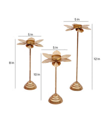 Small Double Hammered Flower Detachable Tealight Holder Set of 3